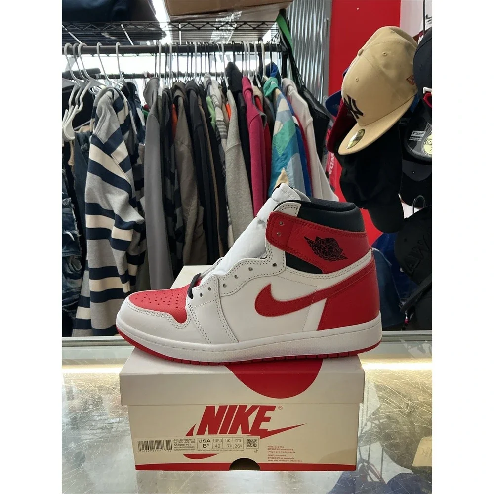 New Air Jordan 1 Retro High OG Heritage White/Red/Black 555088-161 Men's 8.5